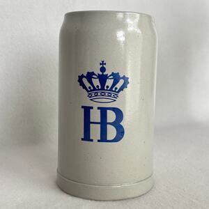 HB Crown Hofbrauhaus Munchen German Salt Glaze Ceramic Stoneware Beer Mug 1L